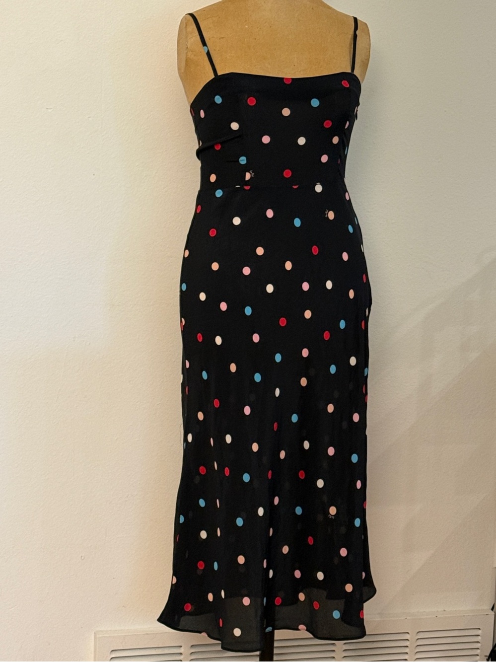 Realisation Par S The Amelia Postmodern Black Polka Dot Slip Dress thin Straps